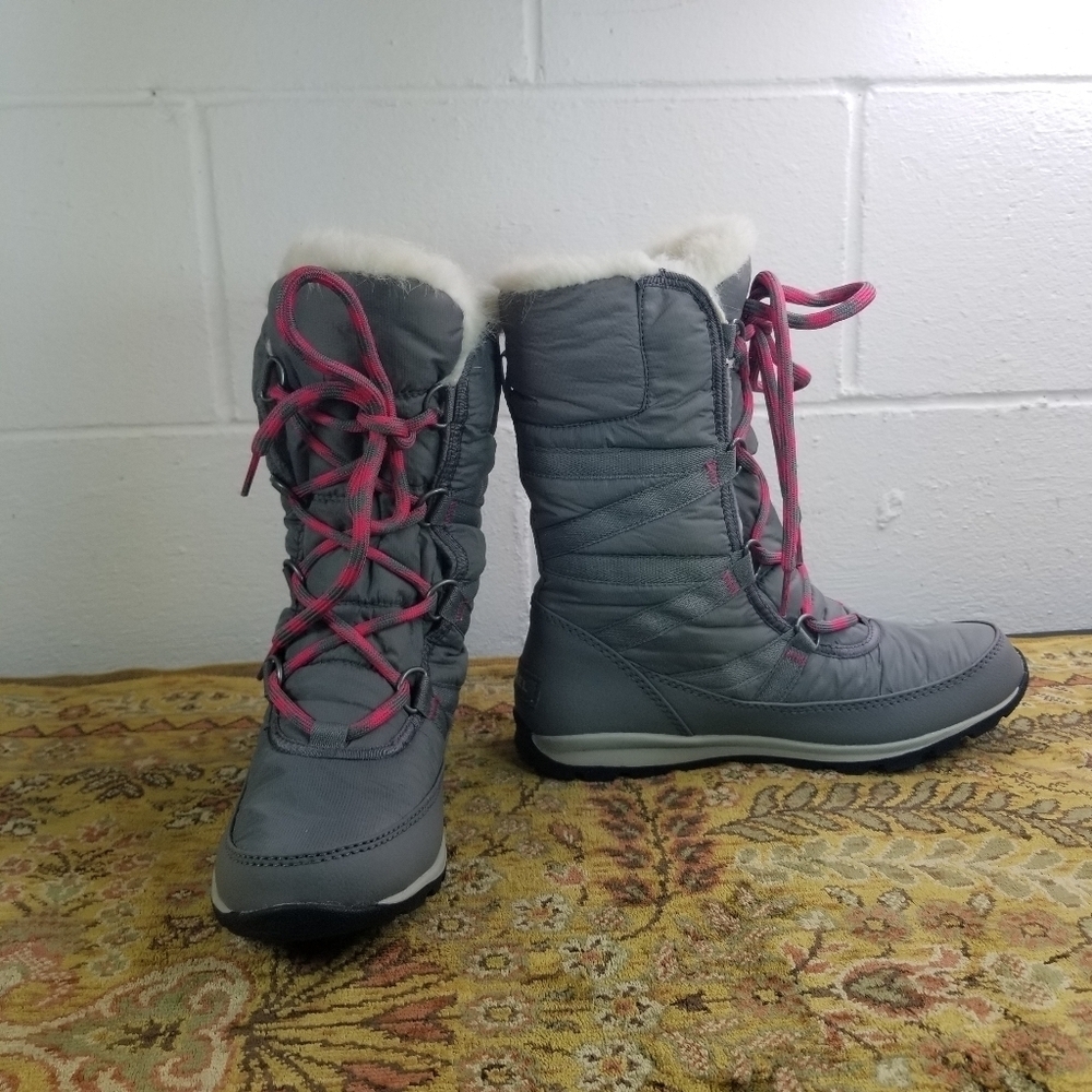 Sorel Whitney tall lace up gray pink winter boots - Picture 7 of 15